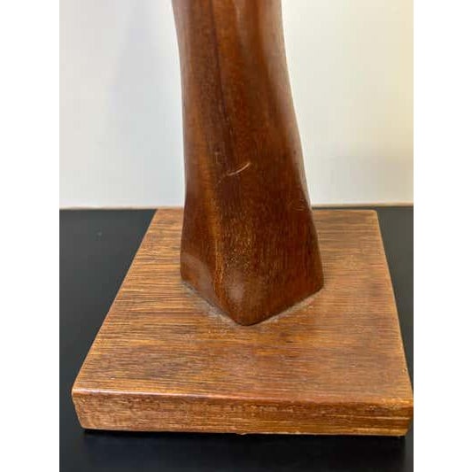 Mid-Century Modern Hand Carved Teak Sculpture of Woman, Mid-Century Modern, USA, 1968 For Sale - Image 3 of 6