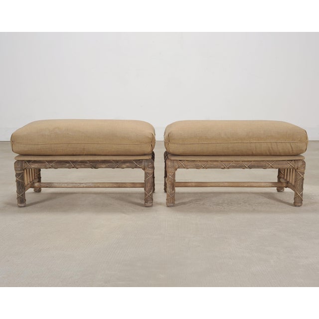 Set of Six Rattan Lounge Chairs & Two Ottomans by Danny Ho Fong For Sale - Image 16 of 18