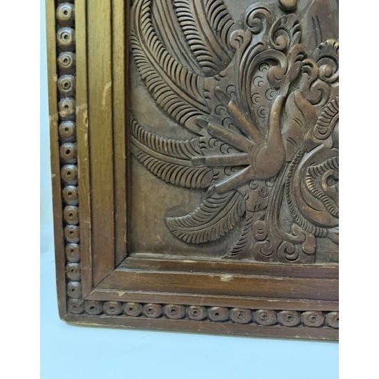 1960s Balinese Hand-Carved Teak Mythological & Bhoma Relief Panel - Museum Auction Provenance For Sale - Image 9 of 15