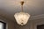 Nils Landberg, Orrefors, Swedish Mid-Century Modern, Rare Chandelier or Pendant Light, Etched Glass, Brass, Sweden, 1940s...