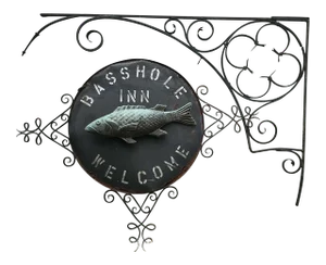1920's Bass Hole Inn Wrought Iron Outdoor Sign