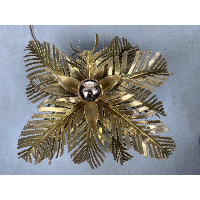 1970s Vintage Brass Palm Table Lamp attributed to Maison Jansen, 1970s For Sale - Image 5 of 16