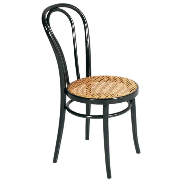 Dining Chairs in Curved Beech & Vienna Straw Seat by Michael Thonet for Thonet, 1940s, Set of 4 For Sale - Image 6 of 8