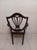 Traditional One Antique Wood Frame Armchair Fabric Upholstered Seat Dark Tone For Sale - Image 3 of 6