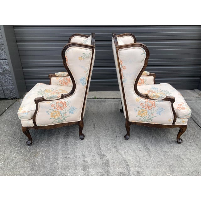 A well preserved and classically traditional pair of Wingback armchairs by Ethan Allen. Produced in the mid-late 20th...