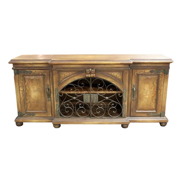 Accents of Salado Rustic Mediterranean Sideboard W/Scrolling Iron Doors For Sale
