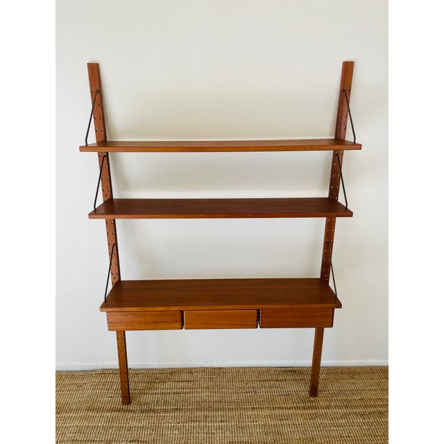 1960s Vintage 1960s Danish Modern Teak Wood Omnibus Wall Shelving Unit by Sven Ellekaer For Sale - Image 5 of 15