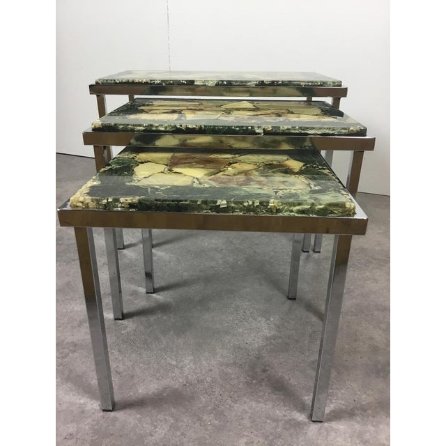 Mid-Century Modern Chrome & Marble Nest of Tables, 1960s, Set of 3 For Sale - Image 3 of 17