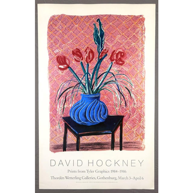 David Hockney Amaryllis in Vase Large Original 1986 Swedish Exhibition Poster For Sale - Image 10 of 10
