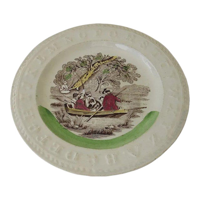 Mid 19th Century English Child's Alphabet Plate by Edge Malkin For Sale