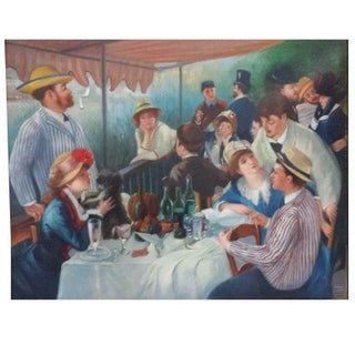 1950s "Bal Du Moulin" Impressionist After Renoir Figurative Oil Painting Signed J. Sanz For Sale