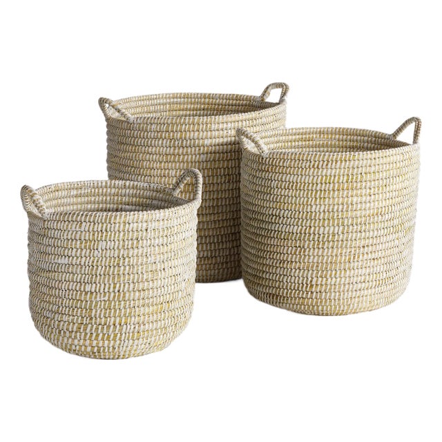 Rivergrass Round Baskets With Handles, Set Of 3 For Sale