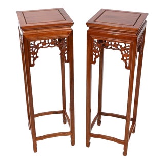 Chinese Pedestal Tables, Set of 2 For Sale