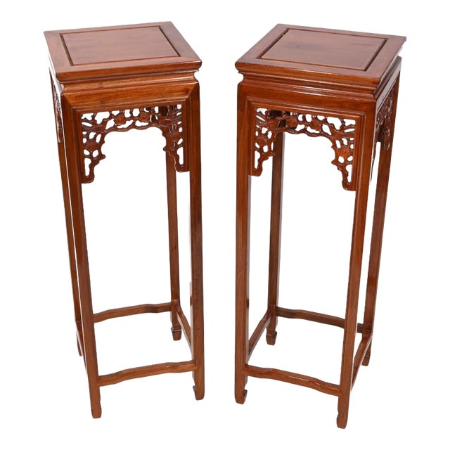 Chinese Pedestal Tables, Set of 2 For Sale