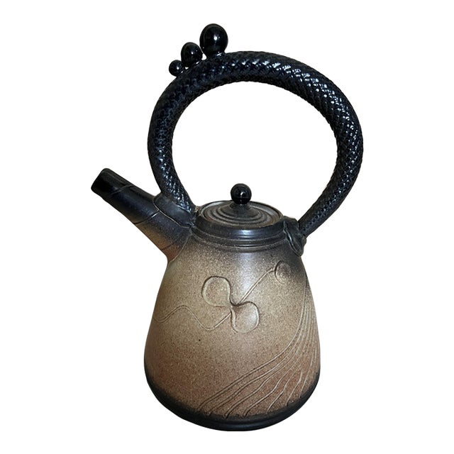 Mark Untener Studio Pottery Teapot With Braided Handle, 1990s For Sale