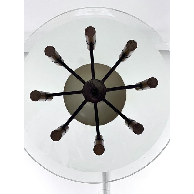 Metal Mid-Century Manner Curved Glass Disk Chandelier, Fontana Arte, Italy, 1950s For Sale - Image 7 of 17