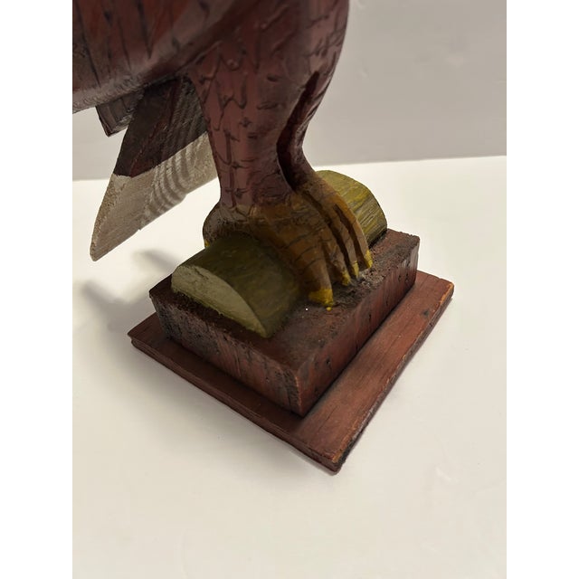 Brown American Eagle Wood Folk Art Statue For Sale - Image 8 of 12