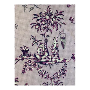 Bailey and Griffin “Scene Chinoise” Cotton Sateen Fabric Amethyst 2 Yards