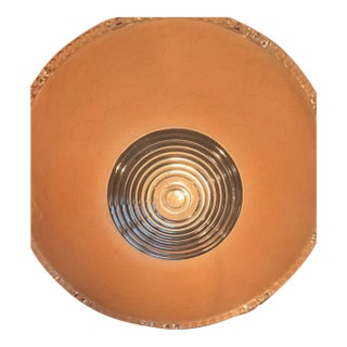 Vintage Frosted Glass Ceiling Light Shade With Applied Vine Motif – Beaded Rim Flush Mount, 10.3” For Sale