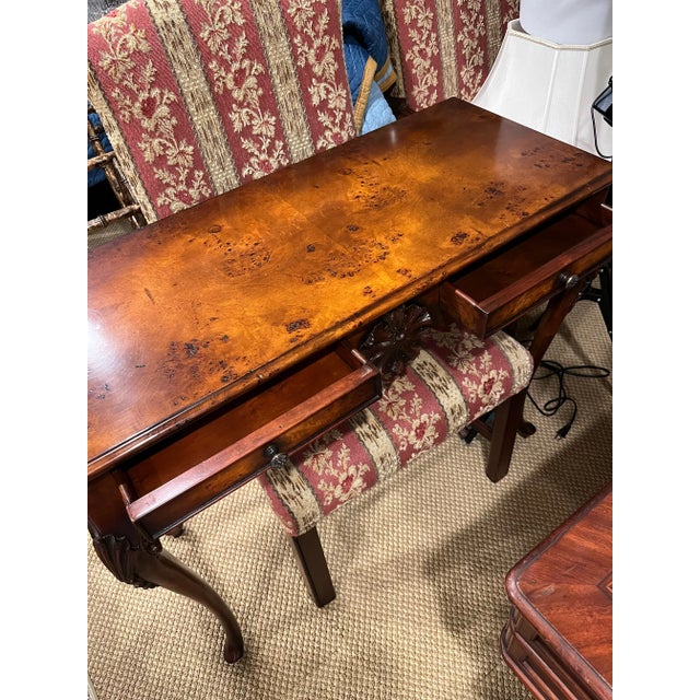 Burlwood Console Table With Two Drawers For Sale - Image 10 of 10