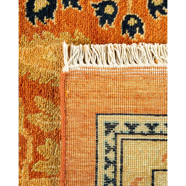 2000 - 2009 Eclectic, One-of-a-Kind Hand-Knotted Area Rug - Orange, 9' 1" x 12' 5" For Sale - Image 5 of 8