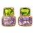 Christina Addison 18kt yellow gold two stone earrings with rope twist border with with faceted peridot and amethyst. The...