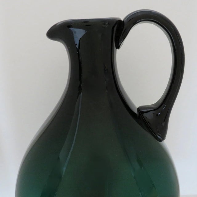 Mid-Century Modern Vintage Italian Large Green Ewer Vase For Sale - Image 3 of 9