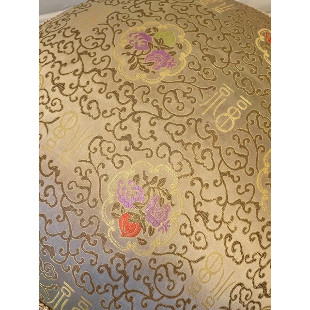 Shabby Chic Mid 20 Th C Bernhardt Round Pouf With Tassels For Sale - Image 3 of 4