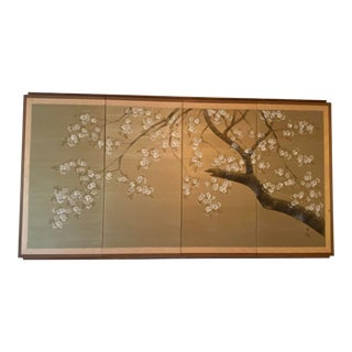 Antique Early 20th Century Hand Painted Asian Screen For Sale