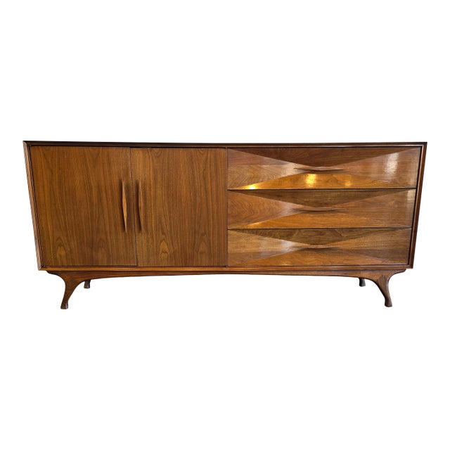 1960s Merton Gershun Walnut Low Dresser, Attributed For Sale