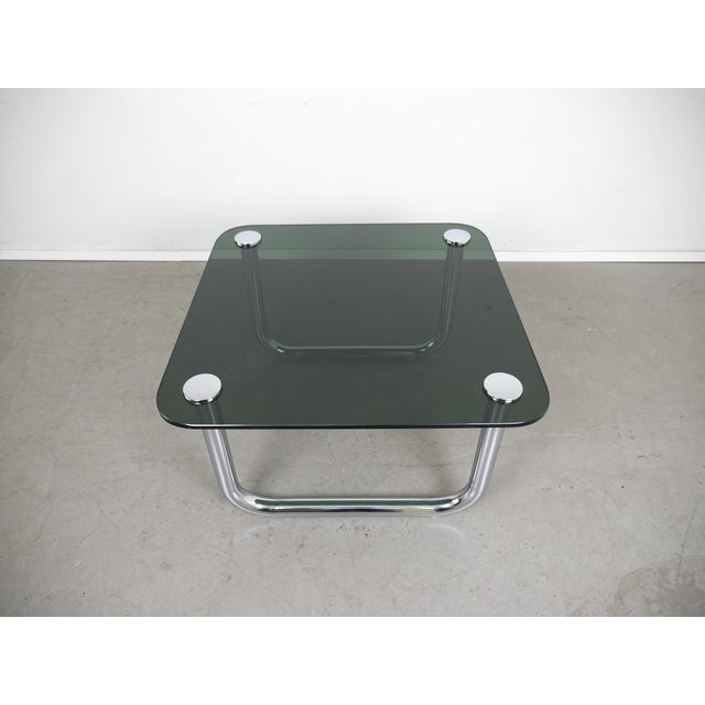 Space Age Coffee Table with Smoked Glass Top and Chrome Runners, Germany, 1970s For Sale - Image 15 of 18