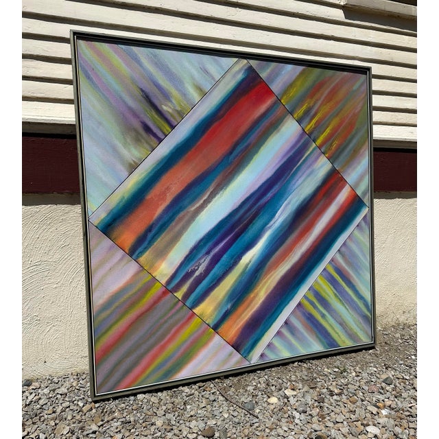 Mid-Century Modern Large Vintage Abstract Painting For Sale - Image 3 of 6