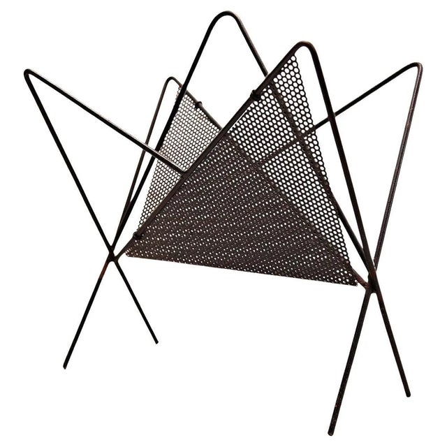 Black Mid-Century Modern Black Metal Magazine Holder by Mathieu Matégot, 1950s For Sale - Image 8 of 8