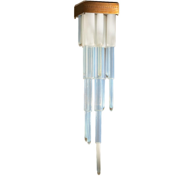 Model LS 146 Ceiling Fixture with Blown Opaline Elements by Carlo Nason for AV Mazzega, Italy, 1970s For Sale