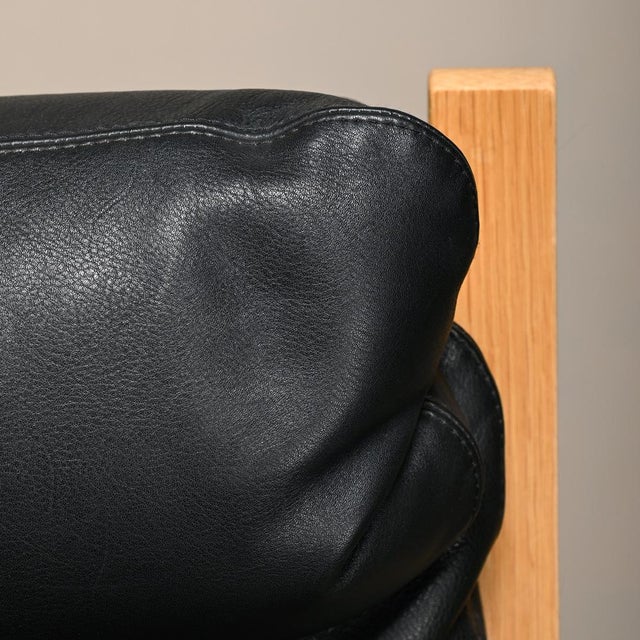 Black Set of Vintage Siesta Lounge Chair and Ottoman in Naturel Oak and Black Leather by Ingmar Relling for Westnofa, 2000s For Sale - Image 8 of 18