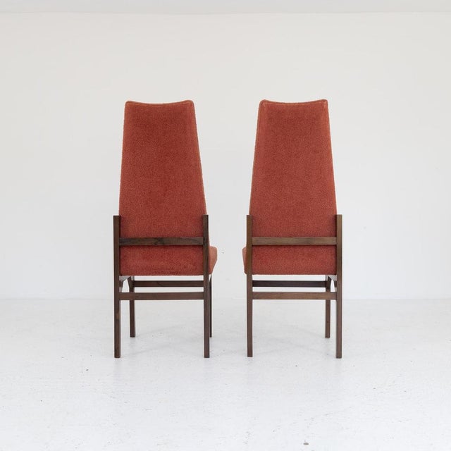 Teak and Red Bouclé Chairs, 1960s, Set of 6 For Sale - Image 3 of 12