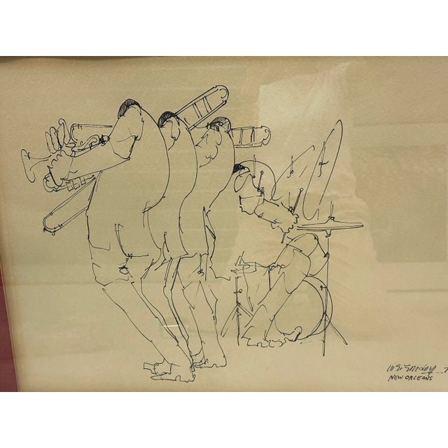 Vintage 1970's Original Leo Meiersdorf New Orleans Drawing, Framed For Sale - Image 4 of 11