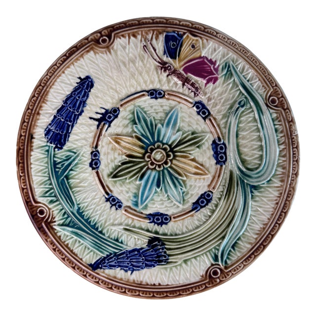 French Majolica Butterfly Plate For Sale