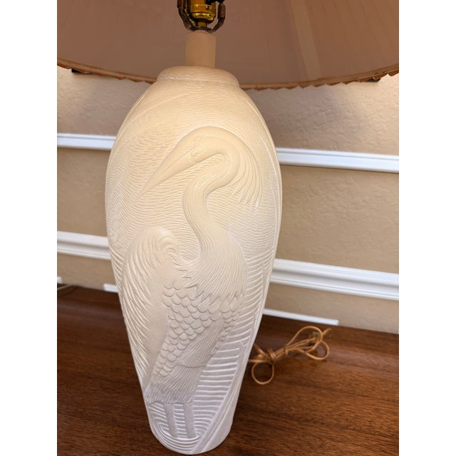 Sculpture Materials 1970s Dayle Rushall Palm Beach Plaster-Style Ceramic Heron Table Lamp For Sale - Image 7 of 12