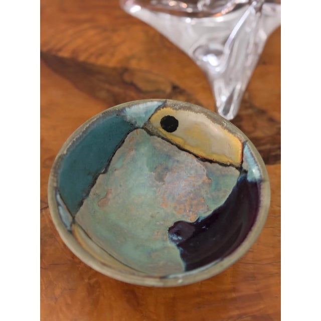 Vintage Studio Pottery Stoneware Bowl in Abstract Bold Color Patch Glaze, 20th Century For Sale - Image 11 of 12
