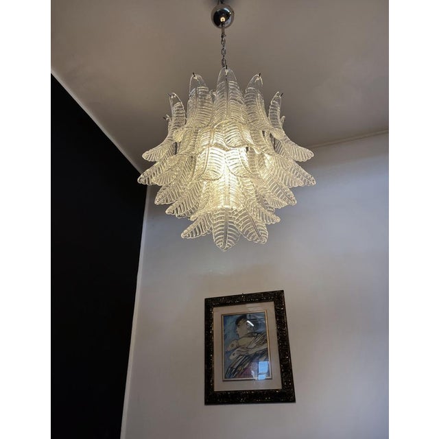 1990s Italian Murano Trasparent Felci Glass Chandelier, 1990 For Sale - Image 5 of 18