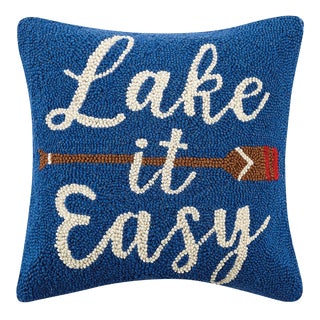 Lake It Easy Hook Pillow, 16" x 16" For Sale