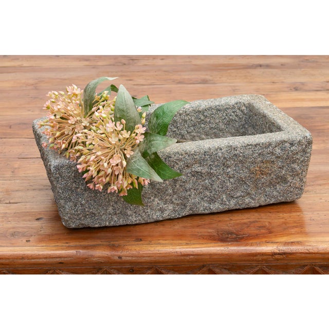 Raw, elemental, and immovable—this vintage hand-carved granite basin is a rare artifact sourced from the rugged rural...