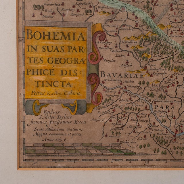 17th Century Antique Map of Bohemia, Dutch, Framed Cartography, Johannes Janssonius, c.1630 For Sale - Image 5 of 11