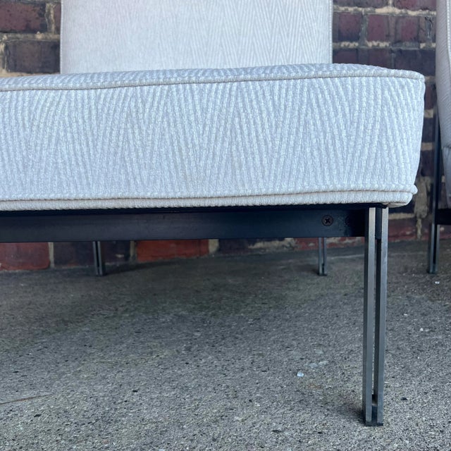 Pair of Knoll Parallel Bar Slipper Chairs Reupholstered For Sale - Image 10 of 11