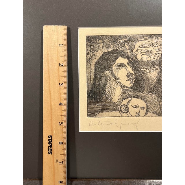 Printmaking Materials Circa 1960s Tony Mafia Jewish Etching Artist Proof Signed Judaica Art Framed For Sale - Image 7 of 8