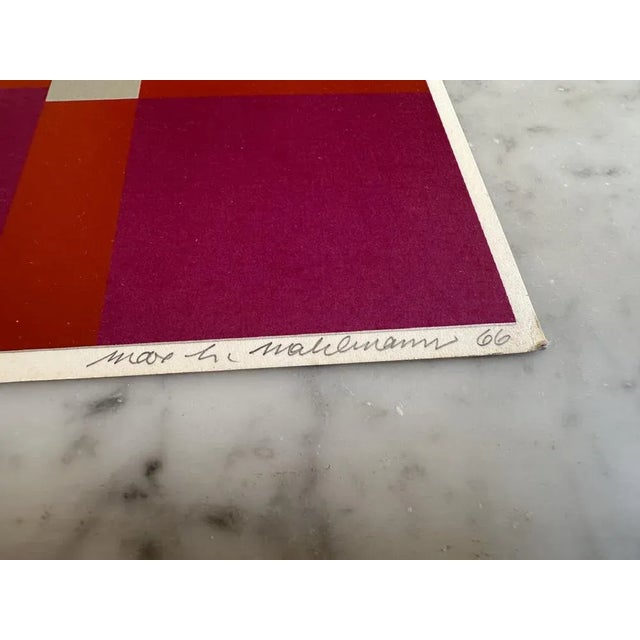 Pink Max Hermann Mahlmann, Composition Trilogy Red, Silkscreen Print For Sale - Image 8 of 13