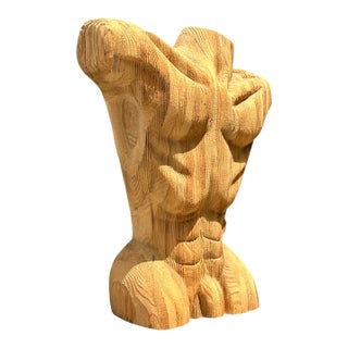 Vintage Abstract Carved Wood Torso For Sale