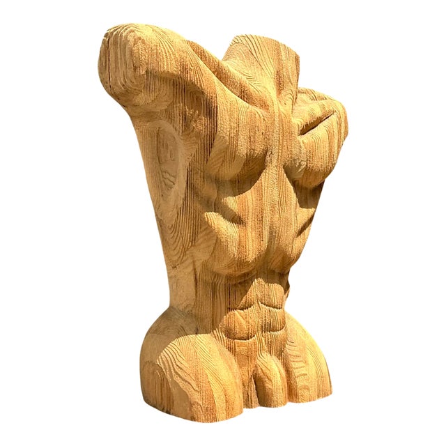 Vintage Abstract Carved Wood Torso For Sale