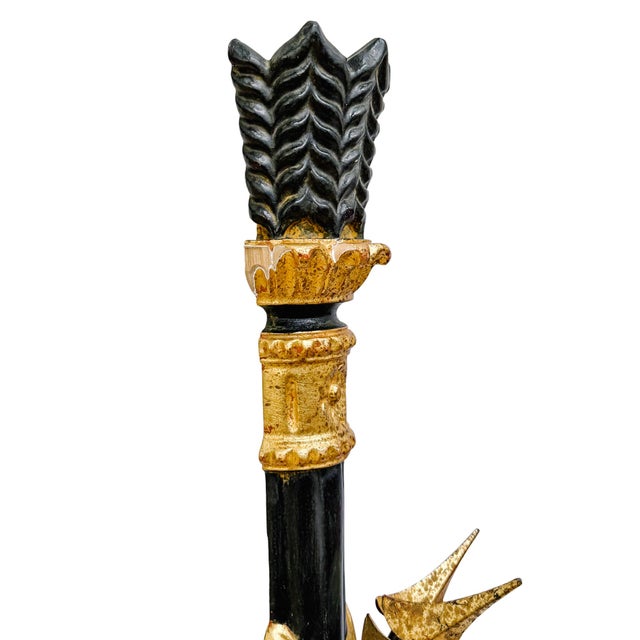 Wood 1960 Italian Hollywood Regency Torch & Arrow 3-Arm Giltwood Wall Sconce For Sale - Image 7 of 10